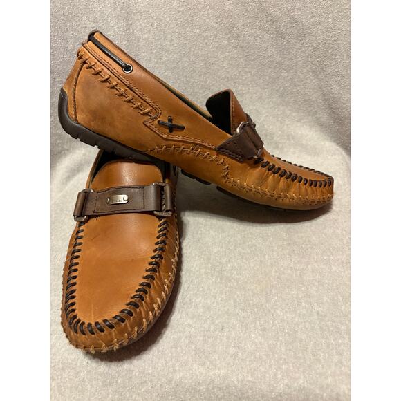 H.S. Trask Size 10.5 Cobbler Handstitched Brown Bison Leather Men’s Mocs Loafers main image 4